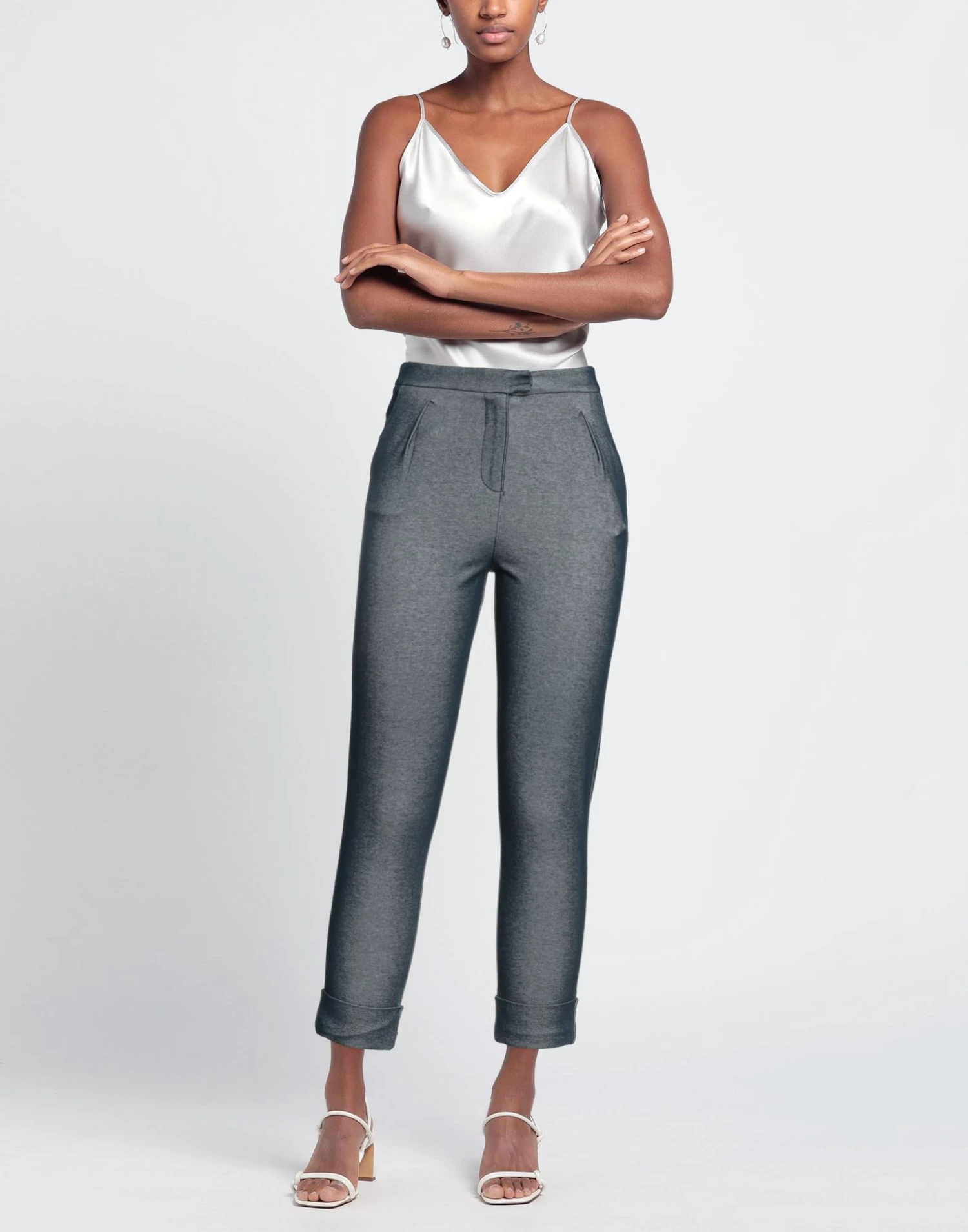 ARMANI EXCHANGE Cropped Pants & Culottes For Women Slate Blue - Image 2