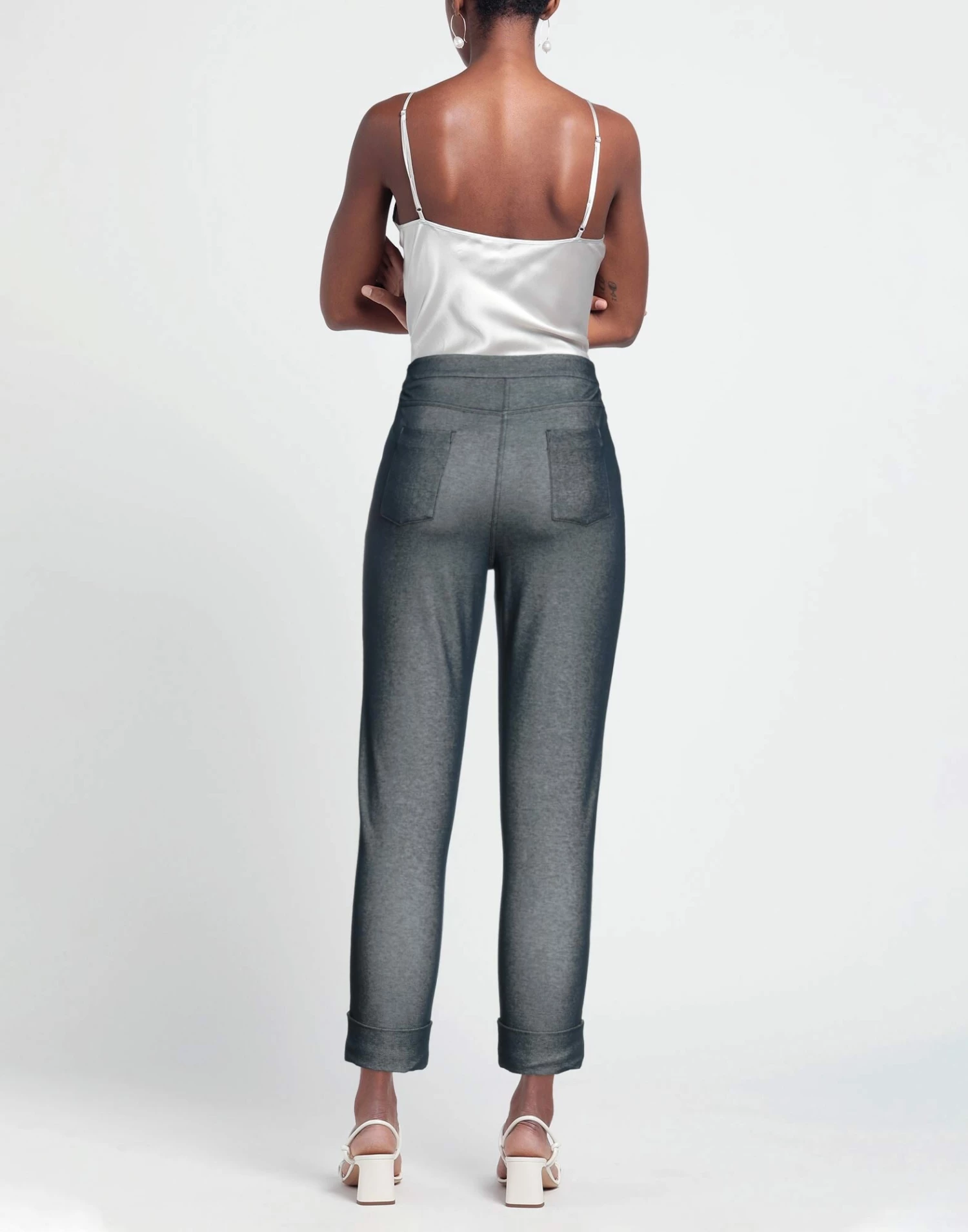 ARMANI EXCHANGE Cropped Pants & Culottes For Women Slate Blue - Image 3